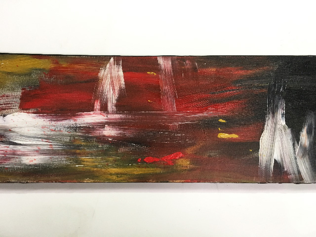 ARTWORK, Canvas - Abstract Red Mustard Black & White - 37 x 115cm
